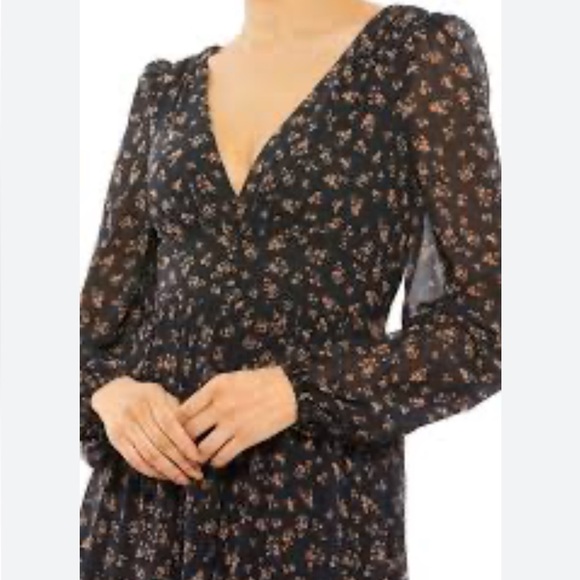 NWT Mac Duggal Sz 0 Black Floral Maxi Gown 55431 - Picture 3 of 12